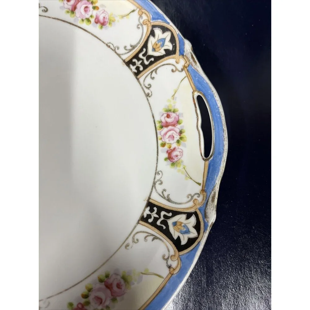 Vintage‎ Noritake Handpainted M Mark Floral Candy Dish 9.5” Made in Japan -T6